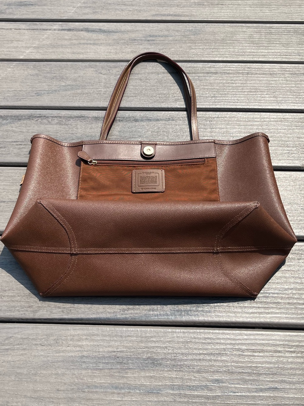 Coach; Large City Tote; Signature Brown Monogram; Multicolor Garden Floral Print - Picture 13 of 16